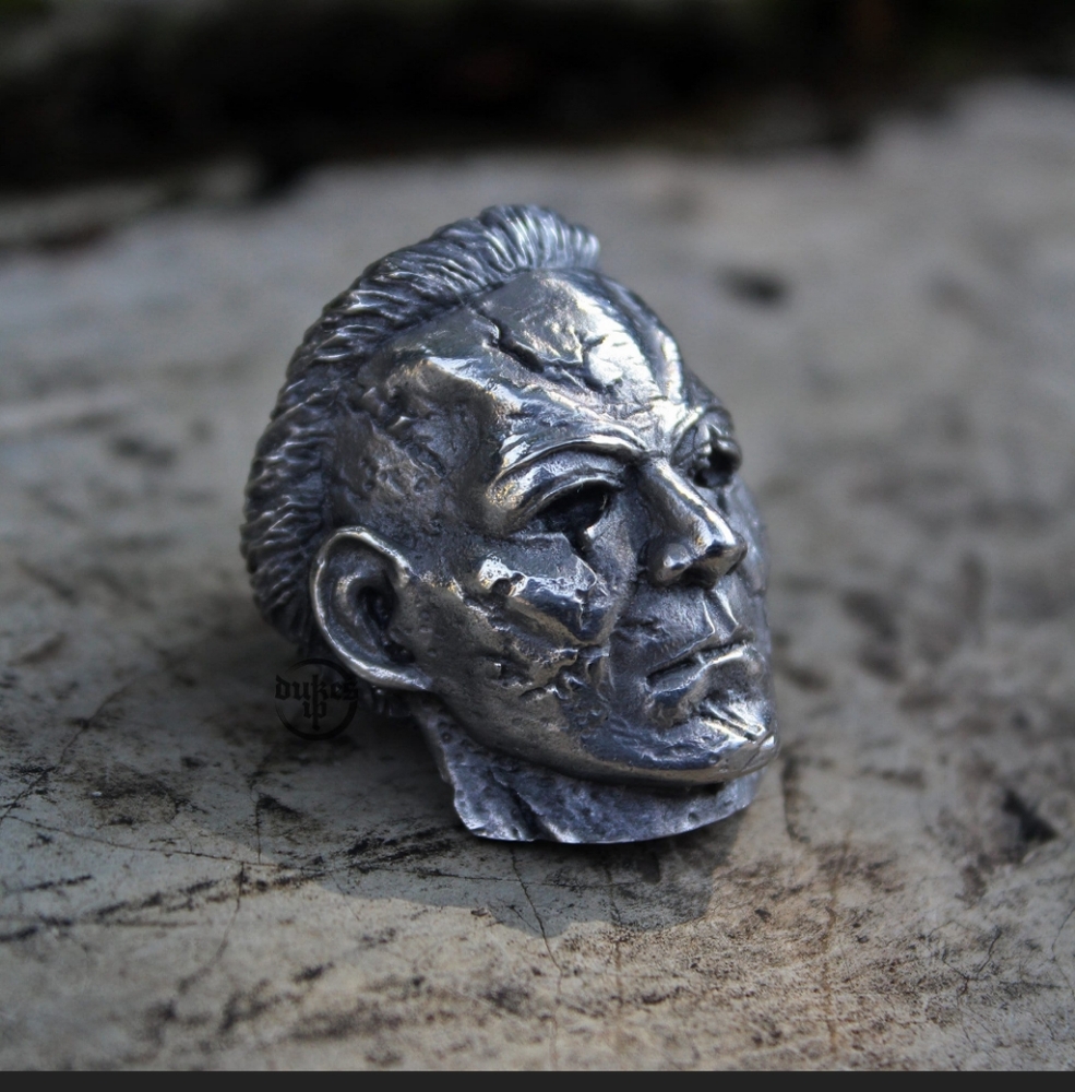 🖤Rebel 13 🖤 HALLOWEE🖤 SOLID  Sterling Silver biker Michael Meyers Ring Size 8 - Picture 3 of 11